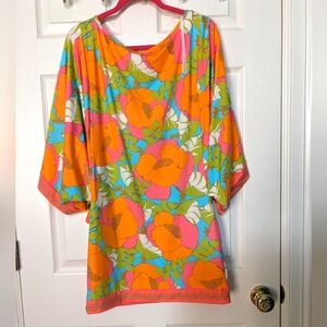 Trina Turk XL Vibrant Floral Cover Up Or Dress. NWT